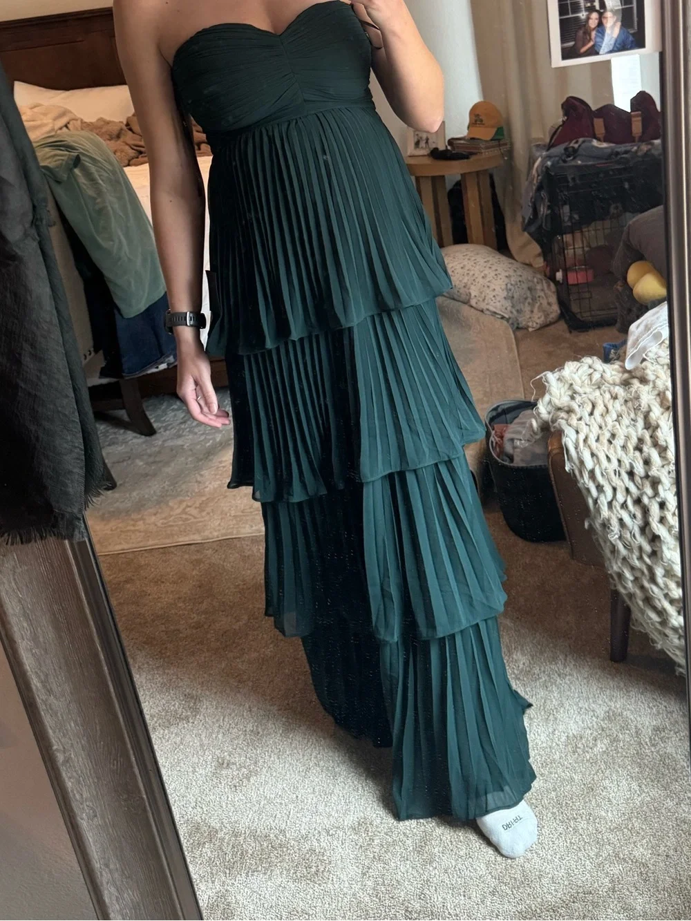 NWT Lulus Seriously Sensational Emerald Strapless Maxi Dress Green, Size L - Picture 2 of 2
